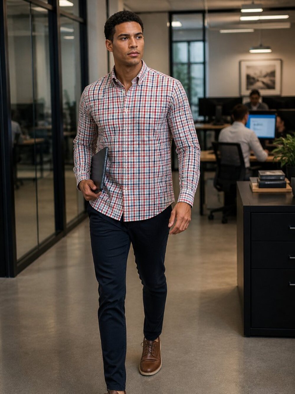 UNTUCKit Red, Blue & White Plaid Button-Down Shirt – Size Medium (Slim Fit)